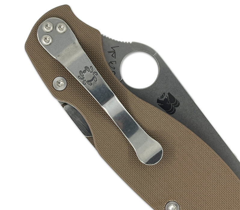Spyderco C36GPBN15V2 Military 2 Sprint Run (15V, Clip Point, Stonewash, G10, Brown) Pocket Knife