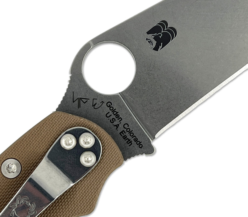 Spyderco C36GPBN15V2 Military 2 Sprint Run (15V, Clip Point, Stonewash, G10, Brown) Pocket Knife