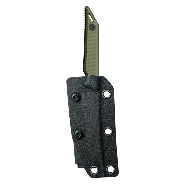 Kubey KU430F Goliath (14C28N, Tanto Point, Blackwash, Green Micarta) Fixed Blade Knife
