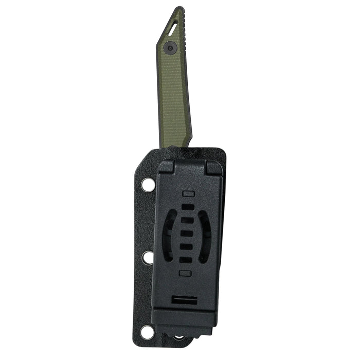 Kubey KU430F Goliath (14C28N, Tanto Point, Blackwash, Green Micarta) Fixed Blade Knife