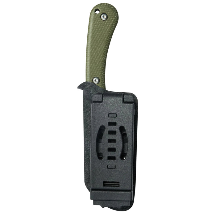 Kubey KU412E RockHopper (14C28N, Wharncliffe, Beadblast, Green Micarta) Fixed Blade Knife