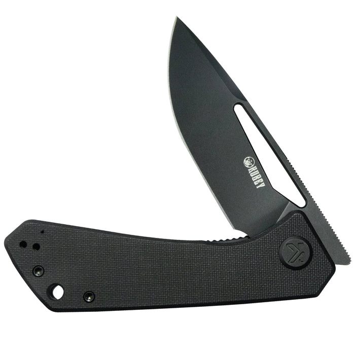 Kubey KU331S Thalia (14C28N, Drop Point, Blackwash, Black G10) Front Flipper EDC Pocket Folding Knife