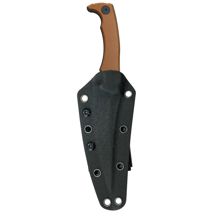 Kubey KU477F Sicarii (14C28N, Skinner, Blackwash, Brown Micarta) Fixed Blade Knife