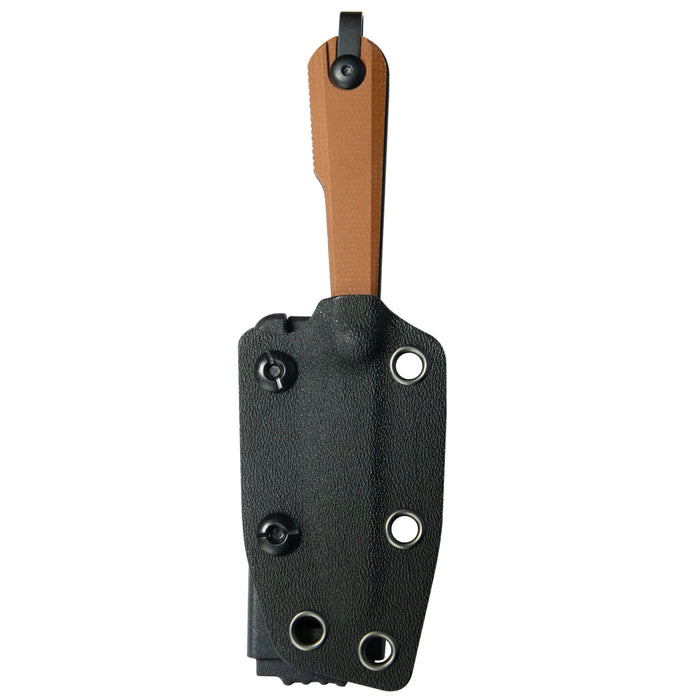 KUBEY KU451C YAG (14C28N, Drop Point, Blackwash, Brown Micarta, Kydex Sheath) Fixed Blade Knife
