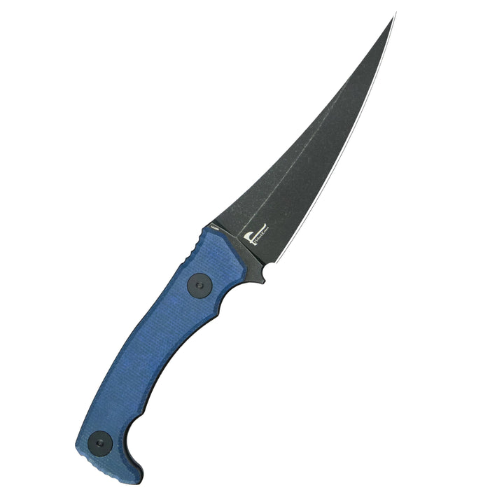 Kubey KU477D Sicarii (14C28N, Skinner, Blackwash, Blue Micarta) Fixed Blade Knife