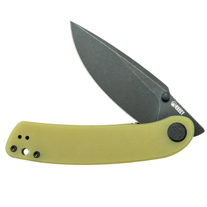 Kubey KU344O Momentum (D2, Drop Point, Blackwash, Translucent Yellow G10, Liner Lock) Folding Pocket Knife