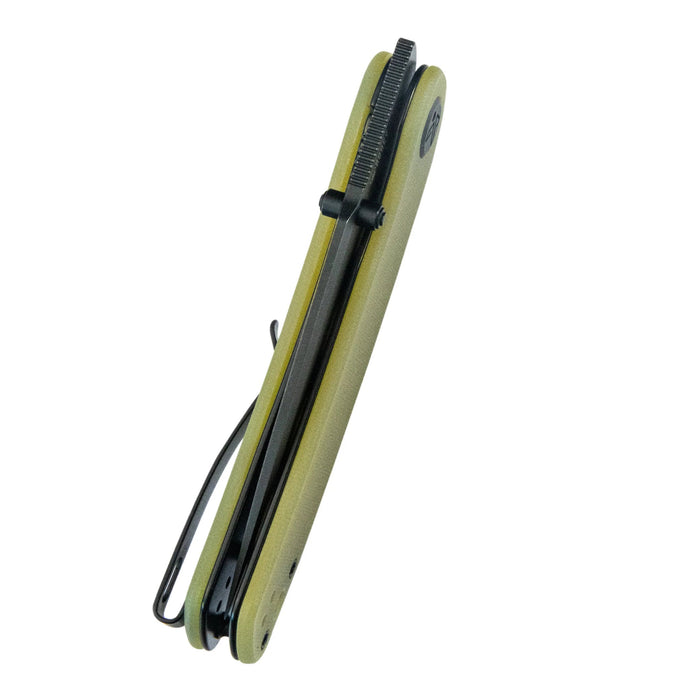 Kubey KU344O Momentum (D2, Drop Point, Blackwash, Translucent Yellow G10, Liner Lock) Folding Pocket Knife