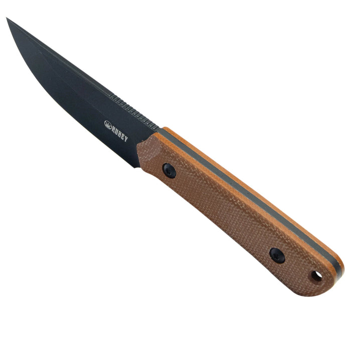 Kubey KU413F Thorn (14C28N, Drop Point, Blackwash, Brown Micarta) Fixed Blade Knife
