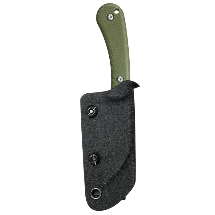 Kubey KU412E RockHopper (14C28N, Wharncliffe, Beadblast, Green Micarta) Fixed Blade Knife