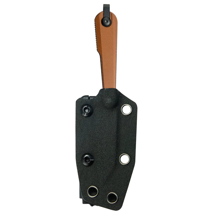 KUBEY KU450C YAG (14C28N, Sheepsfoot, Blackwash, Brown Micarta, Kydex Sheath) Fixed Blade Knife