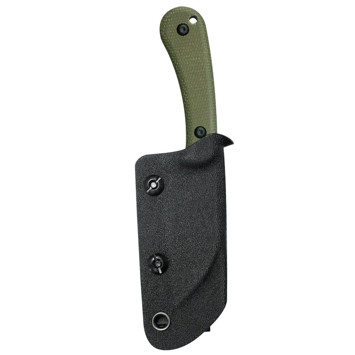 Kubey KUB412F RockHopper (14C28N, Wharncliffe, Blackwash, Green Micarta) Fixed Blade Knife