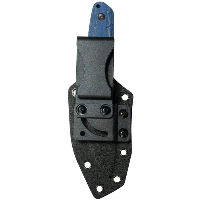 KUBEY KU455C Microburst (14C28N, Sheepsfoot, Blackwash, Blue Micarta, Kydex Sheath) Fixed Blade Knife