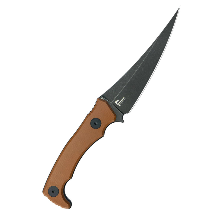 Kubey KU477F Sicarii (14C28N, Skinner, Blackwash, Brown Micarta) Fixed Blade Knife