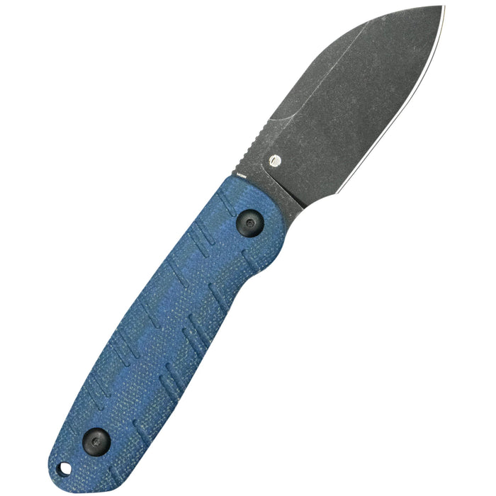 KUBEY KU455C Microburst (14C28N, Sheepsfoot, Blackwash, Blue Micarta, Kydex Sheath) Fixed Blade Knife