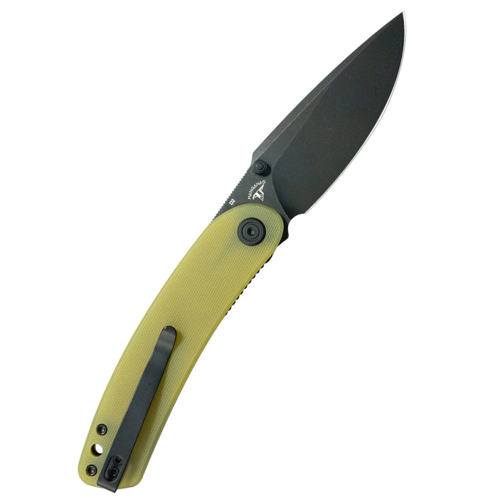 Kubey KU344O Momentum (D2, Drop Point, Blackwash, Translucent Yellow G10, Liner Lock) Folding Pocket Knife