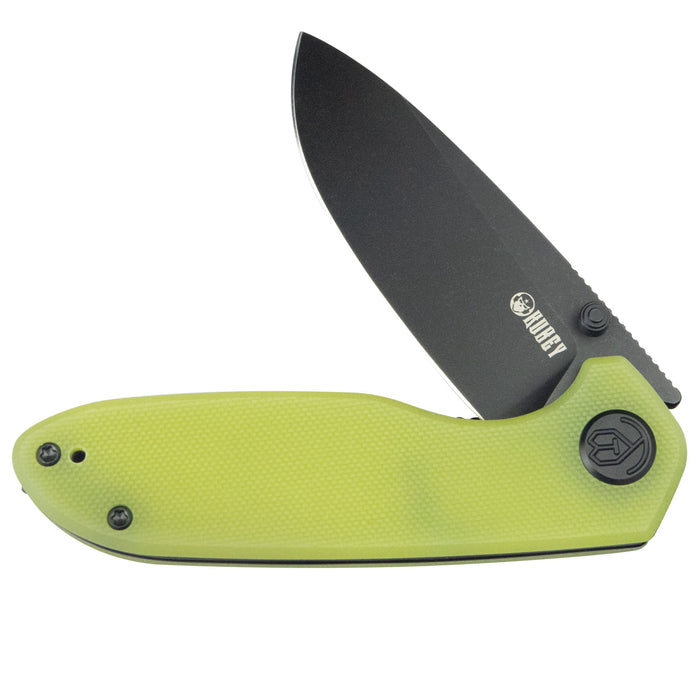 Kubey KU342G Belus (AUS-10, Drop Point, Blackwash, Translucent Yellow G10, Liner Lock) Folding Pocket Knife
