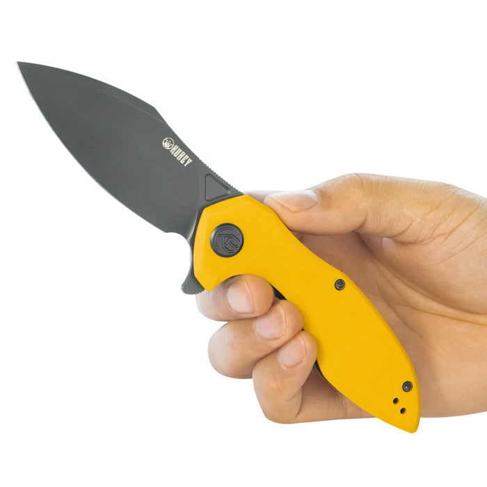 Kubey KU236N Noble (14C28N, Clip Point, Blackwash, Yellow G10, Liner Lock) Folding Pocket Knife