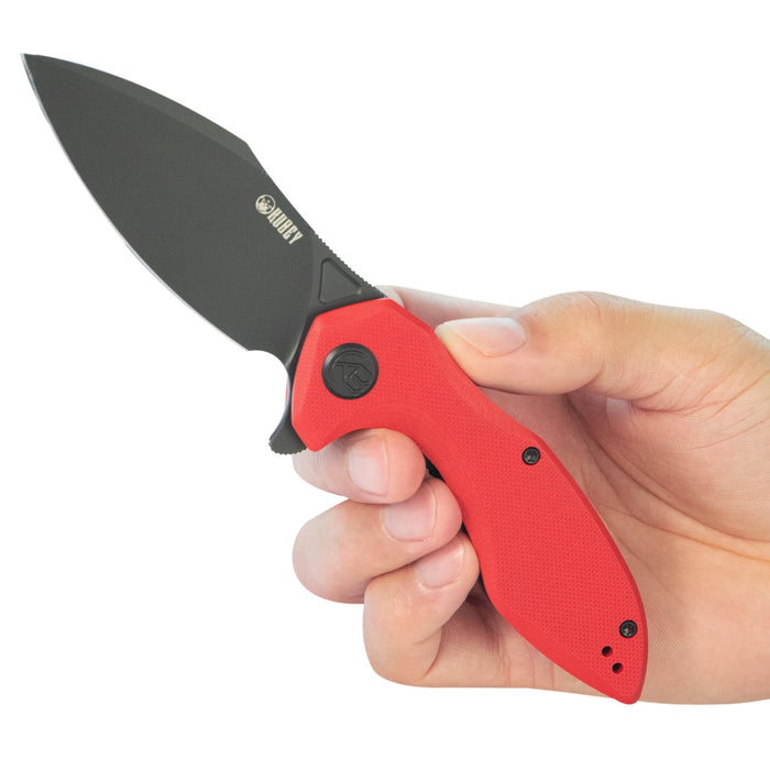 Kubey KU236P Noble (14C28N, Clip Point, Blackwash, Red G10, Liner Lock) Folding Pocket Knife