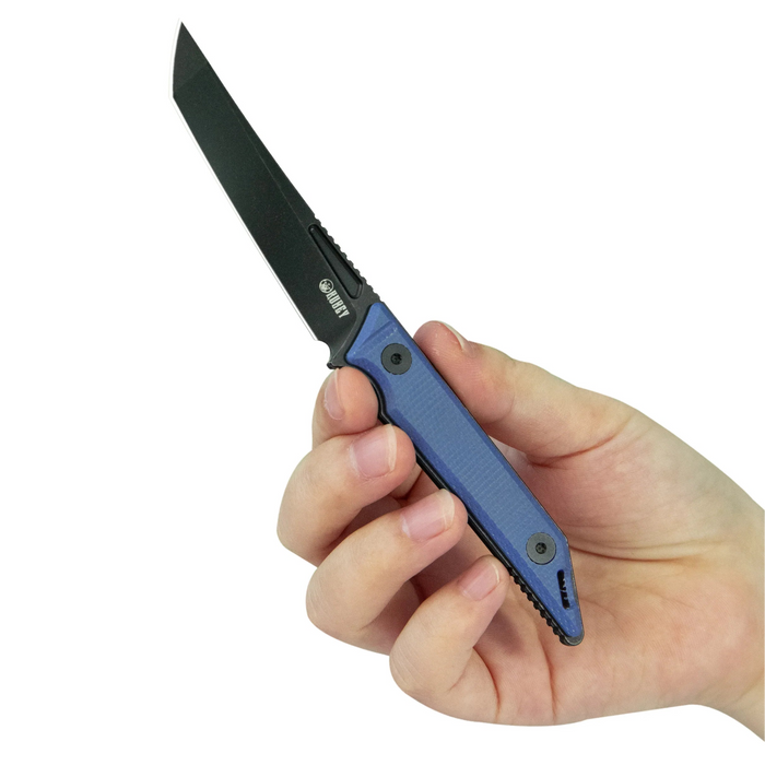 Kubey KU430D Goliath (14C28N, Tanto Point, Blackwash, Denim Micarta) Fixed Blade Knife