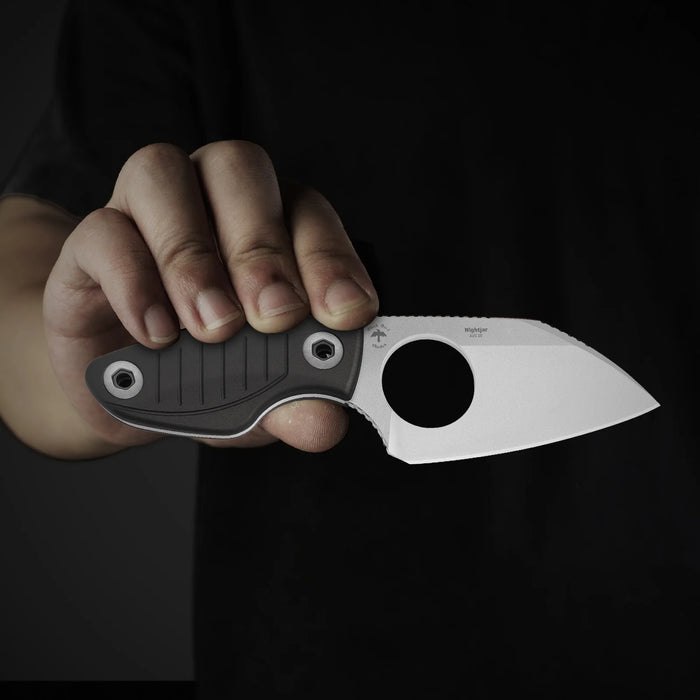 Kizer 1114A2 Nightjar (AUS-10, Sheepsfoot, Stonewashed, Aluminum) Fixed Blade Knife