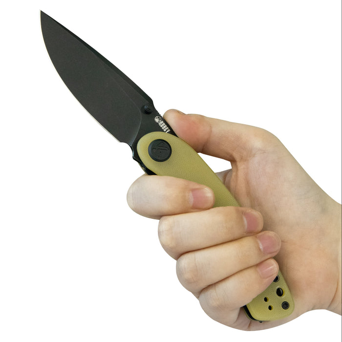 Kubey KU344O Momentum (D2, Drop Point, Blackwash, Translucent Yellow G10, Liner Lock) Folding Pocket Knife