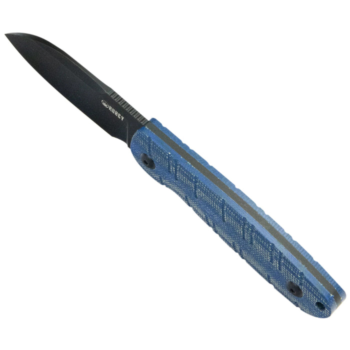KUBEY KU455C Microburst (14C28N, Sheepsfoot, Blackwash, Blue Micarta, Kydex Sheath) Fixed Blade Knife