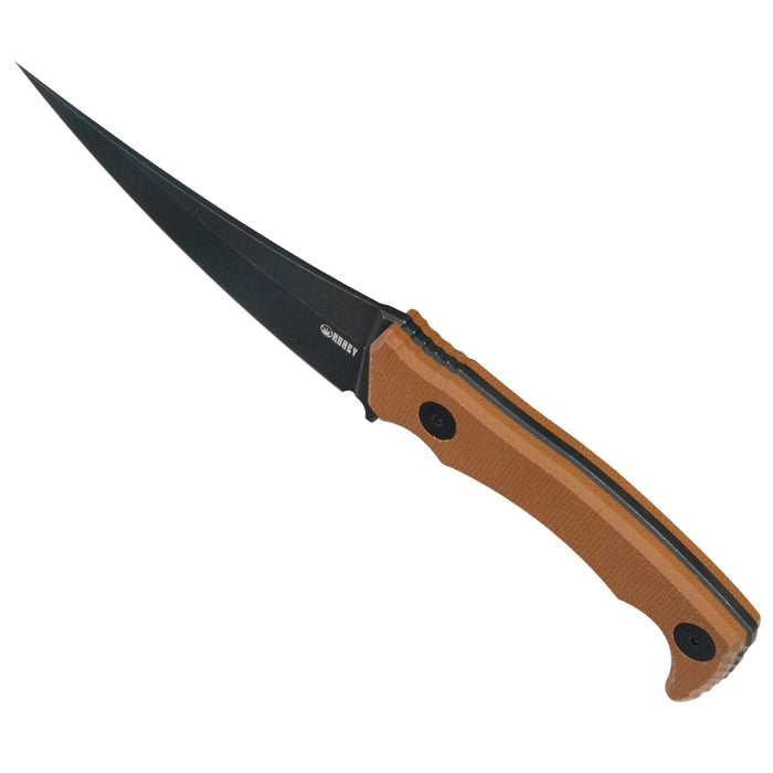 Kubey KU477F Sicarii (14C28N, Skinner, Blackwash, Brown Micarta) Fixed Blade Knife