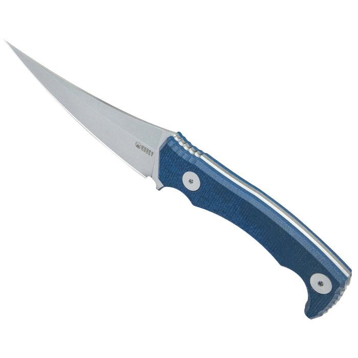 Kubey KU477C Sicarii (14C28N, Skinner, Beadblast, Blue Micarta) Fixed Blade Knife