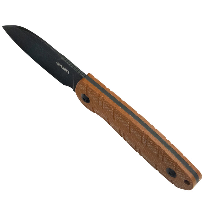 KUBEY KU455D Microburst (14C28N, Sheepsfoot, Blackwash, Brown Micarta, Kydex Sheath) Fixed Blade Knife