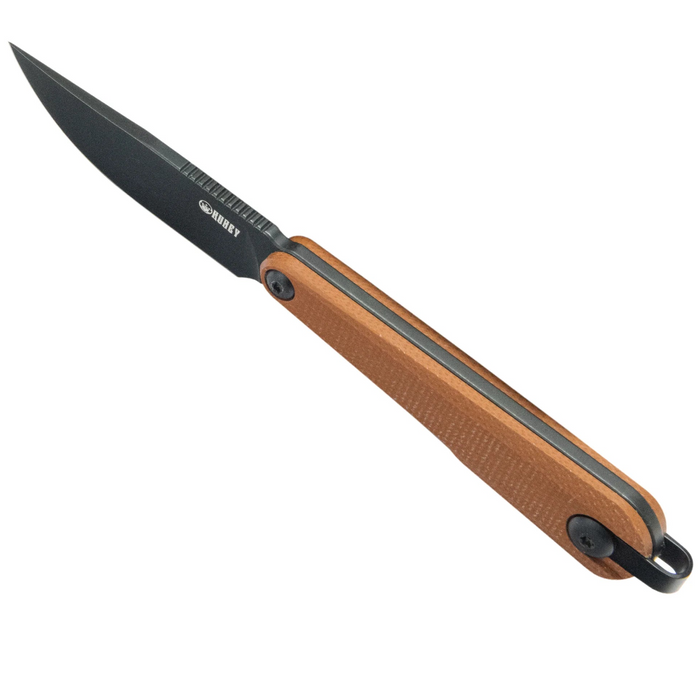 KUBEY KU451C YAG (14C28N, Drop Point, Blackwash, Brown Micarta, Kydex Sheath) Fixed Blade Knife