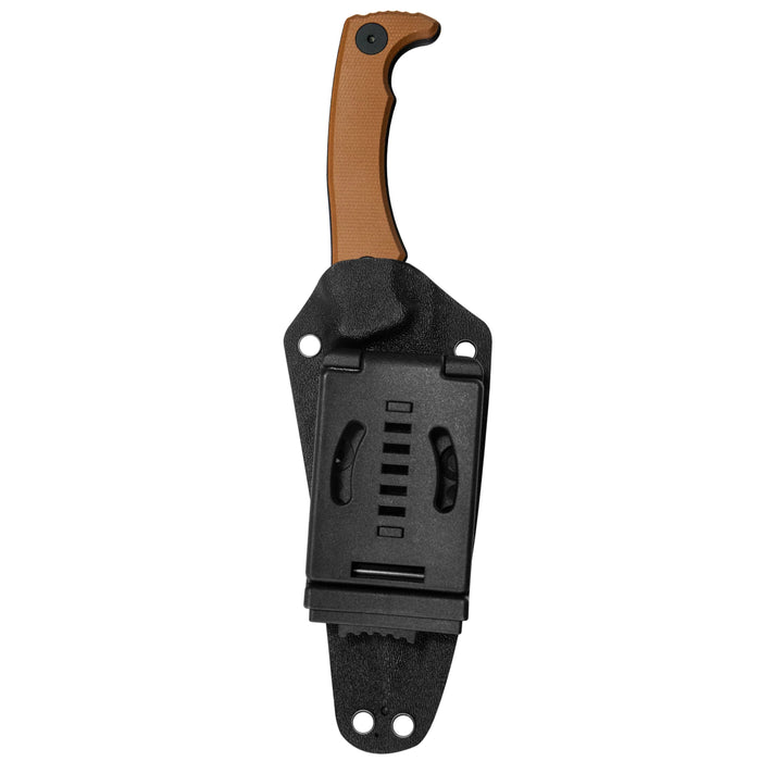 Kubey KU477F Sicarii (14C28N, Skinner, Blackwash, Brown Micarta) Fixed Blade Knife