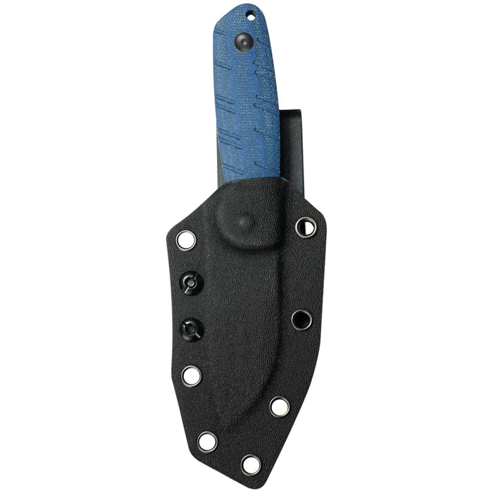 KUBEY KU455C Microburst (14C28N, Sheepsfoot, Blackwash, Blue Micarta, Kydex Sheath) Fixed Blade Knife