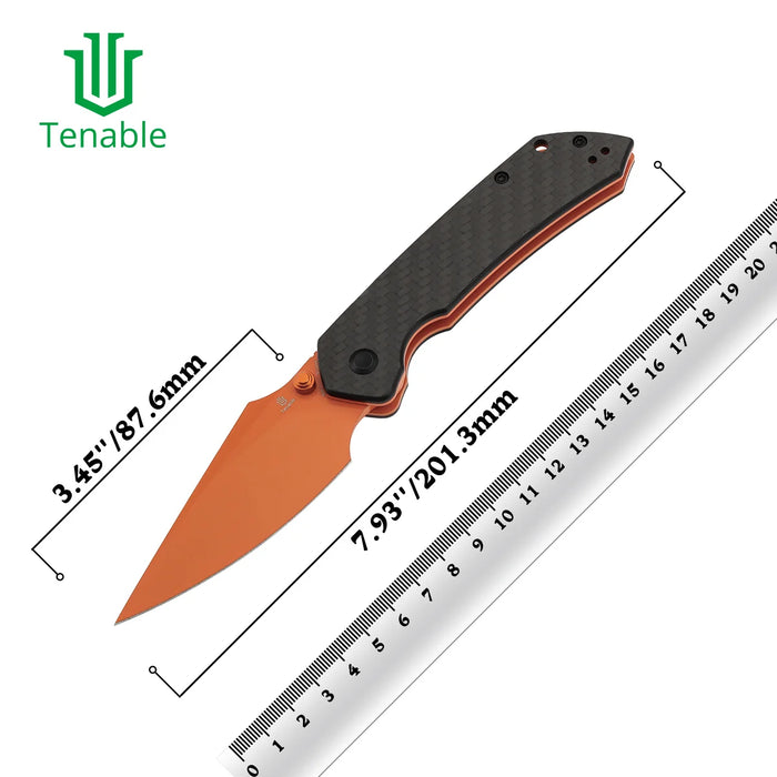Tenable B1034H5 Fenrir (Nitro-V,  Harpoon, Orange Coated, Twill Carbon Fiber) Folding Knife