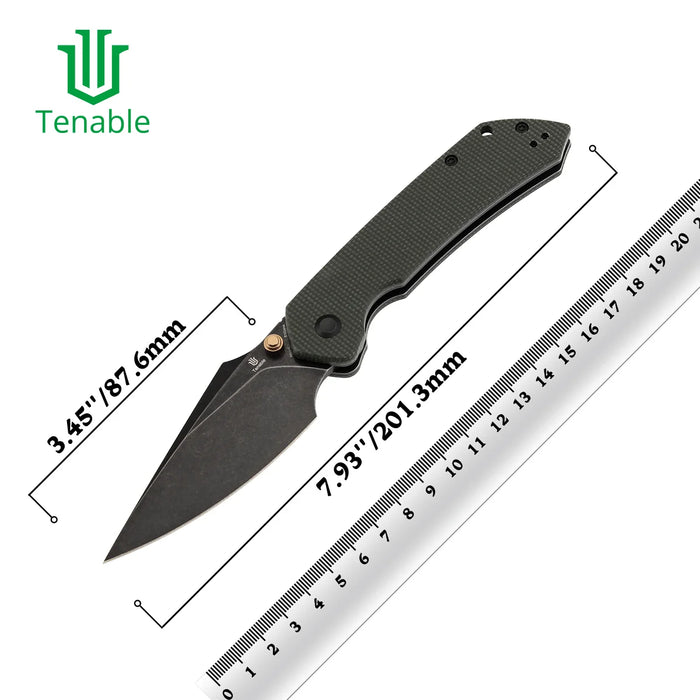 Tenable B1034H4 Fenrir (Nitro-V, Harpoon, Blackwashed, Green Micarta) Folding Knife