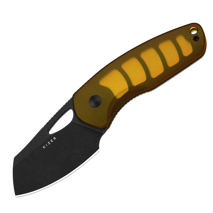 Kizer 1074A1 Hornet (14C28N, Sheepsfoot, Black PVD, Stonewashed, PEI) Fixed Blade Knife