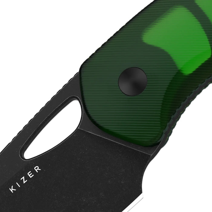 Kizer 1074A2 Hornet (14C28N, Black PVD, Stonewashed, Sheepsfoot, Acrylic) Fixed Blade Knife