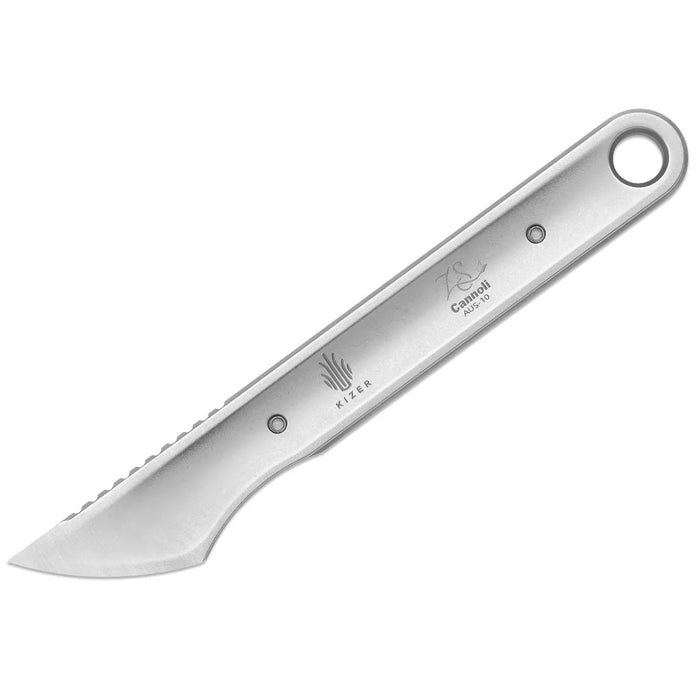 Kizer 1089A1 Cannoli (AUS-10, Drop Point, Satin, Vortex Pattern Micarta) Fixed Blade Knife