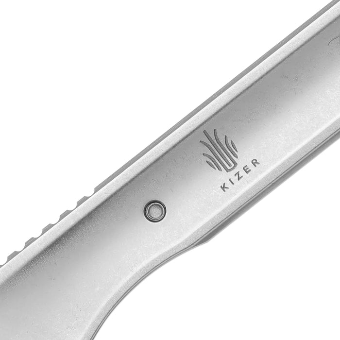 Kizer 1089A1 Cannoli (AUS-10, Drop Point, Satin, Vortex Pattern Micarta) Fixed Blade Knife