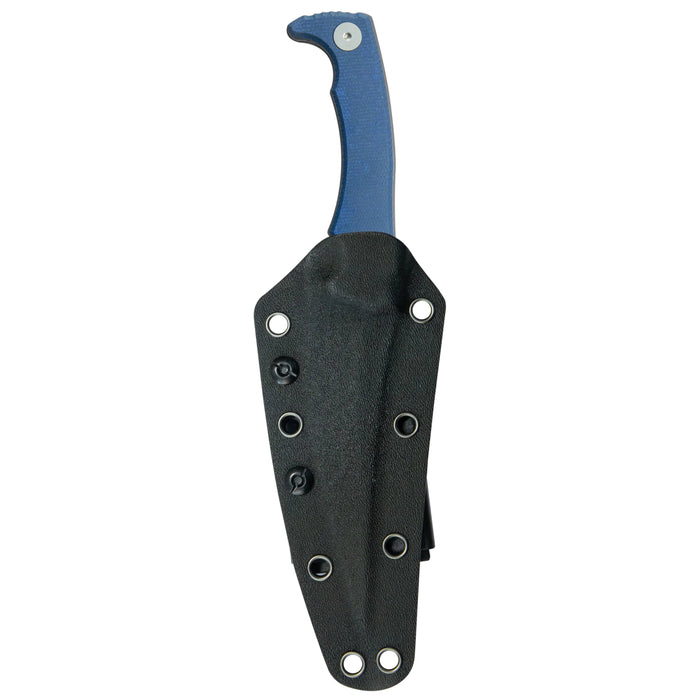 Kubey KU477C Sicarii (14C28N, Skinner, Beadblast, Blue Micarta) Fixed Blade Knife