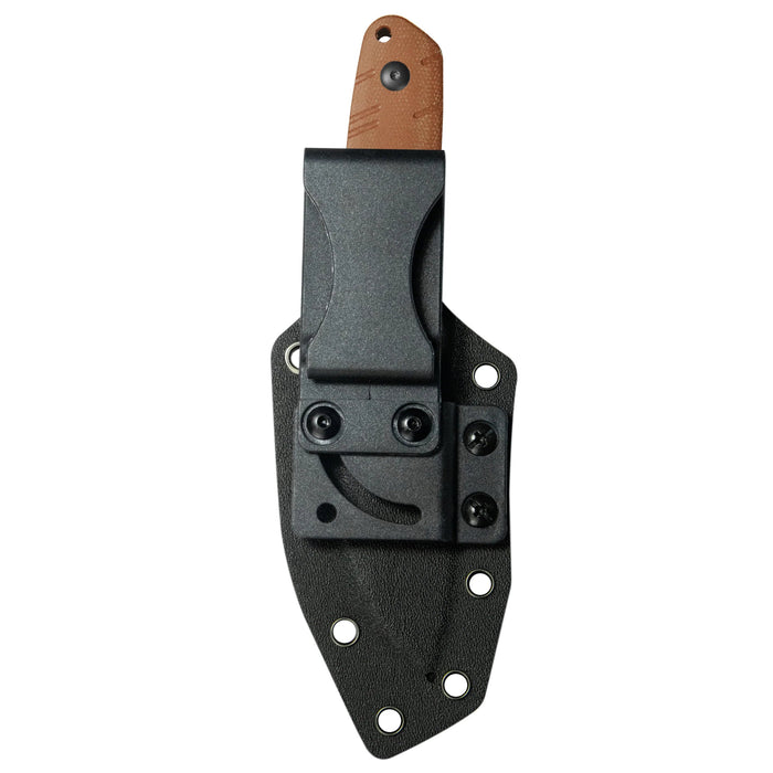 KUBEY KU455D Microburst (14C28N, Sheepsfoot, Blackwash, Brown Micarta, Kydex Sheath) Fixed Blade Knife