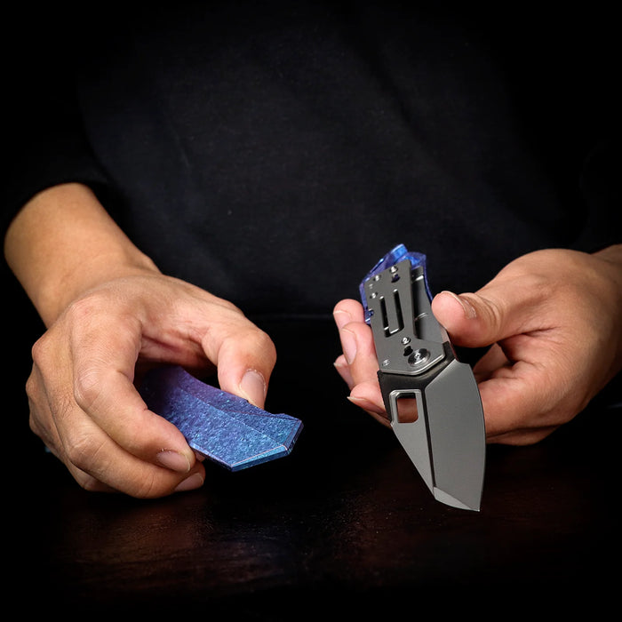 Remette RTWP-IB Woodpecker (M390, Reverse Tanto, Satin, Titanium) Pocket Knife