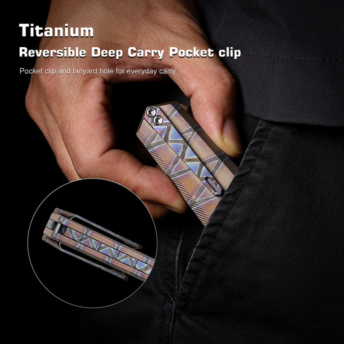 REMETTE RTIP-C RT-Infinite Power (M390, Dagger, Pearlescent, Crystalized Titanium) Pocket Knife