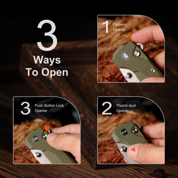 REMETTE RTCO-GM Cosmic (14C28N, Drop Point, Ceramic Sandblasting Effect, G10, OD Green) Pocket Knife