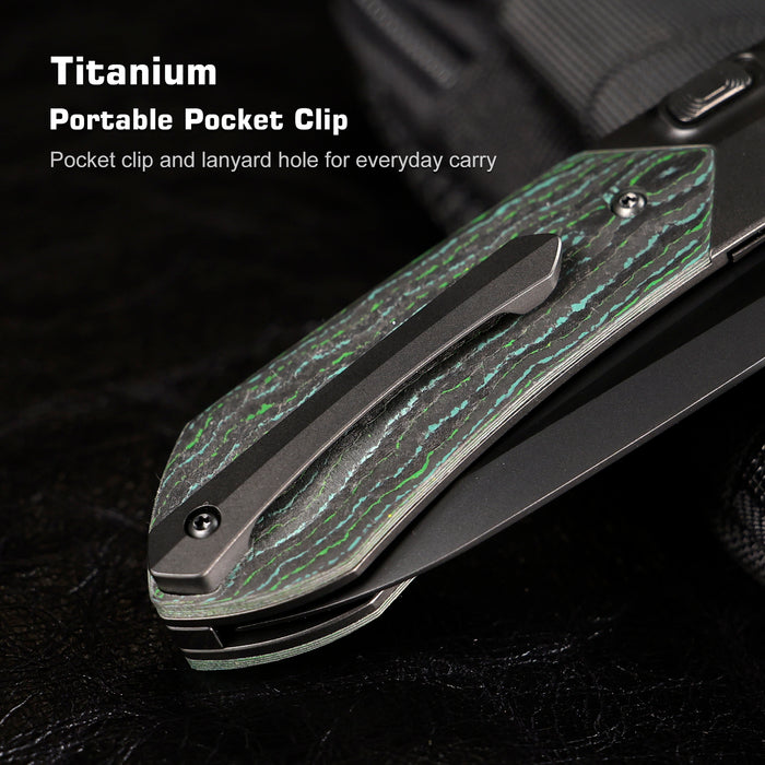 Remette RTPT-KBC RT-Meteor (M390, Drop Point, DLC, Titanium & Carbon Fiber, Button Liner Lock) Folding Pocket Knife