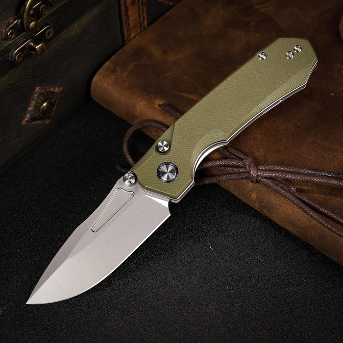 REMETTE RNGD2 RT-Rhino (D2, Drop Point, Sandblasted, G10, OD Green) Pocket Knife