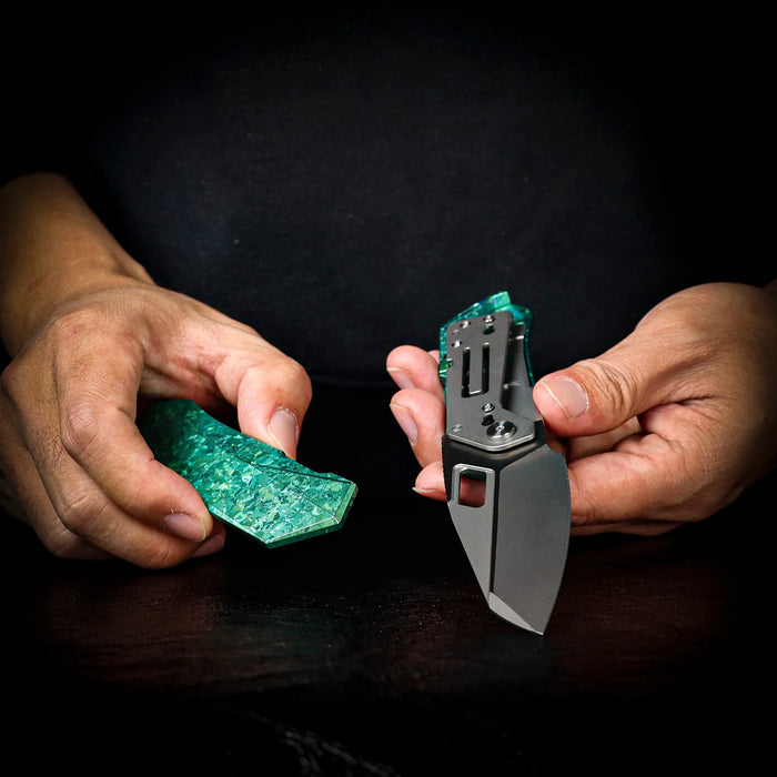 Remette RTWP-IG Woodpecker (M390, Reverse Tanto, Satin, Titanium) Pocket Knife