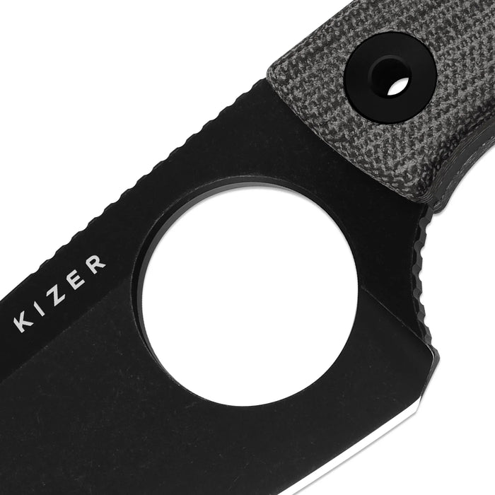 Kizer 1114A1 Nightjar (AUS-10, Sheepsfoot, Black PVD, Stonewashed, Micarta) Fixed Blade Knife