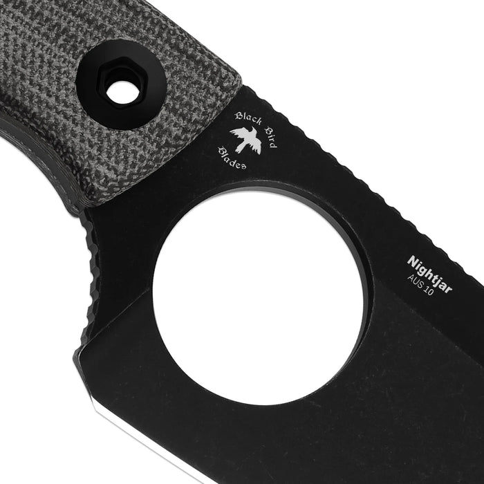 Kizer 1114A1 Nightjar (AUS-10, Sheepsfoot, Black PVD, Stonewashed, Micarta) Fixed Blade Knife