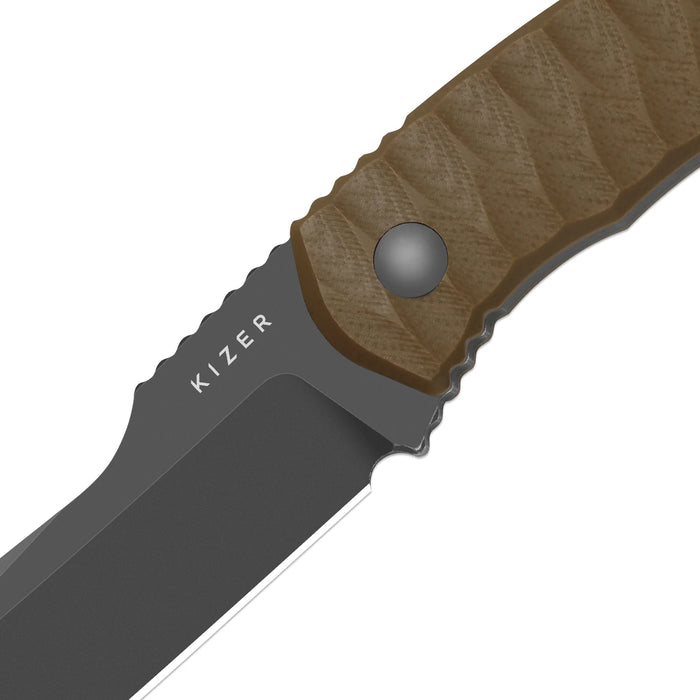 Kizer 1115A2 Billy Bones (AEB-L, Drop Point, Gray PVD, Stonewashed, G10) Fixed Blade Knife