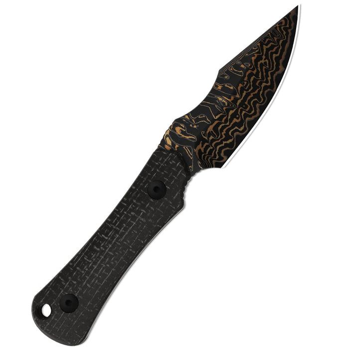 Kizer 1122A2 Bone (Copper Damascus, Drop Point, Acid-Washed, Micarta) Fixed Blade Knife